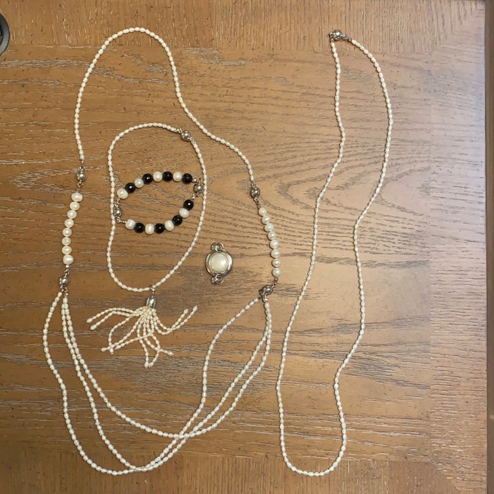 Maria Nicola bundle cream pearl with silver connectors